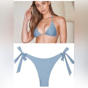 ▪️2 Pc Monday Swimwear Bikini Cerulean Blue Jacquard Bottom and Top